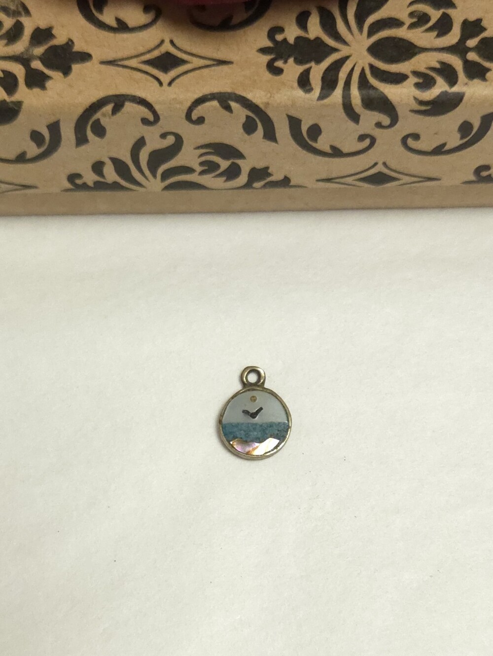 Sterling Silver Mosaic Inlay of Abalone, Mother of Pearl & Turquoise Charm